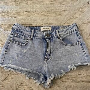PacSun Faded Blue Frayed Hem Jean Shorts